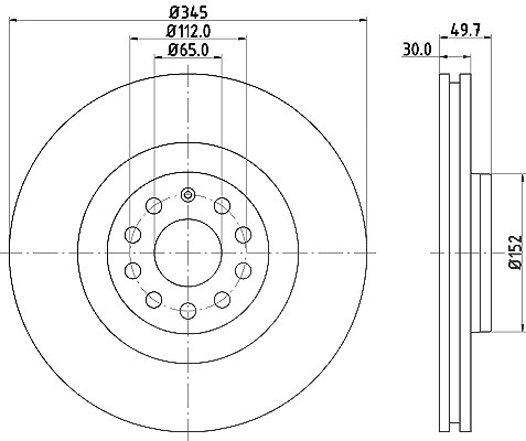 Hella 1x Bremsscheibe [Hersteller-Nr. 8DD355109-541] für Seat, Skoda, Audi, VW