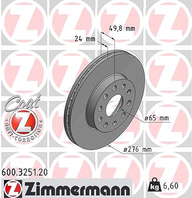 Zimmermann Bremsscheibe [Hersteller-Nr. 600.3251.20] für Seat, Skoda, Audi, VW