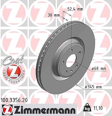 Zimmermann 1x Bremsscheibe Vorderachse Belüftet [Hersteller-Nr. 100.3356.20] für Audi, Porsche