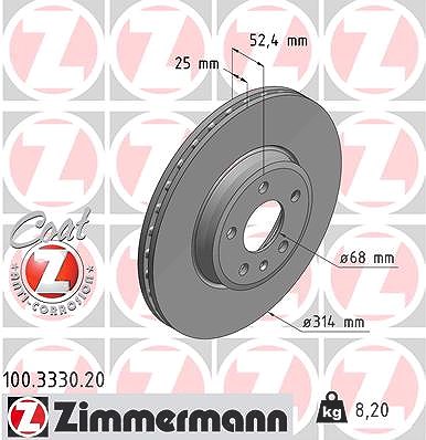 Zimmermann Bremsscheibe Vorderachse Belüftet [Hersteller-Nr. 100.3330.20] für Audi