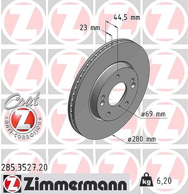 Zimmermann Bremsscheibe Vorderachse [Hersteller-Nr. 285.3527.20] für Kia, Hyundai