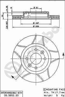 Brembo Bremsscheibe [Hersteller-Nr. 09.5802.76] für Lada, Dacia, Renault, Nissan