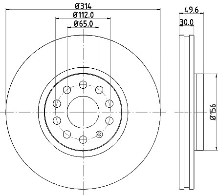 Hella Bremsscheibe Vorderachse Belüftet [Hersteller-Nr. 8DD355117-791] für VW, Skoda, Seat