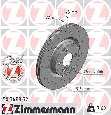 Zimmermann Bremsscheibe [Hersteller-Nr. 150.3488.52] für Mini