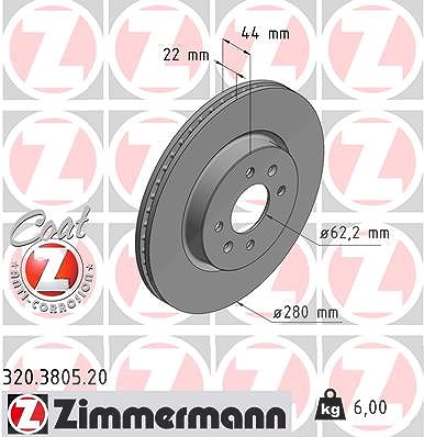 Zimmermann Bremsscheibe Vorderachse Belüftet [Hersteller-Nr. 320.3805.20] für Hyundai, Kia