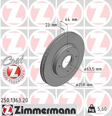 Zimmermann Bremsscheibe [Hersteller-Nr. 250.1363.20] für Ford