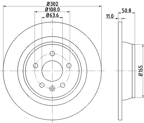 Hella Bremsscheibe Hinterachse Voll [Hersteller-Nr. 8DD355118-841] für Ford, Land Rover