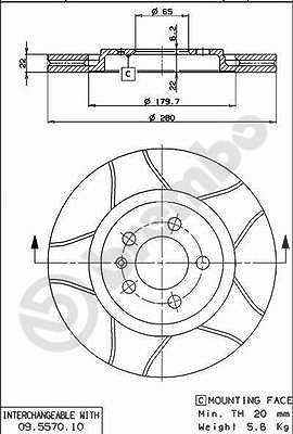 Brembo Bremsscheibe [Hersteller-Nr. 09.5570.75] für VW, Seat