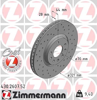 Zimmermann Bremsscheibe [Hersteller-Nr. 430.2607.52] für Opel, Vauxhall