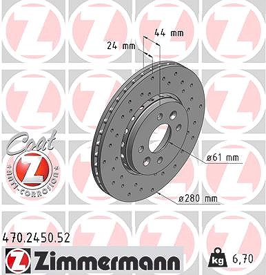 Zimmermann Bremsscheibe [Hersteller-Nr. 470.2450.52] für Renault, Dacia