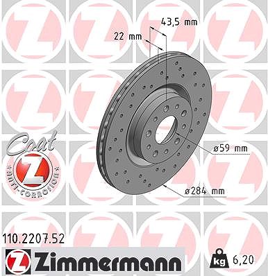 Zimmermann Bremsscheibe [Hersteller-Nr. 110.2207.52] für Fiat, Alfa Romeo, Lancia, Opel