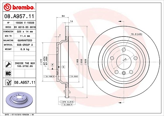 Brembo Bremsscheibe [Hersteller-Nr. 08.A957.11] für Mercedes-Benz