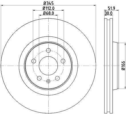 Hella 1x Bremsscheibe Vorderachse Belüftet [Hersteller-Nr. 8DD355117-181] für Audi, Porsche