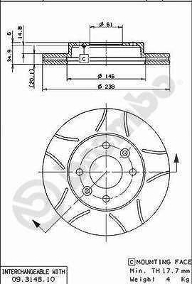 Brembo Bremsscheibe [Hersteller-Nr. 09.3148.75] für Nissan, Renault