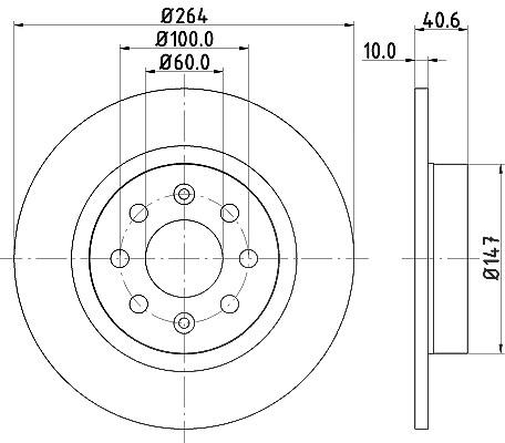 Hella Bremsscheibe Hinterachse Voll [Hersteller-Nr. 8DD355112-621] für Opel, Vauxhall, Fiat, Abarth