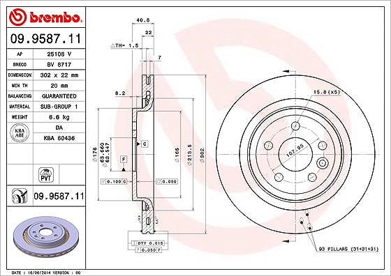 Brembo Bremsscheibe [Hersteller-Nr. 09.9587.11] für Volvo