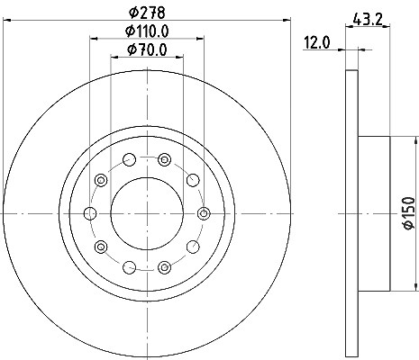 Hella Bremsscheibe [Hersteller-Nr. 8DD355116-671] für Alfa Romeo, Jeep, Fiat