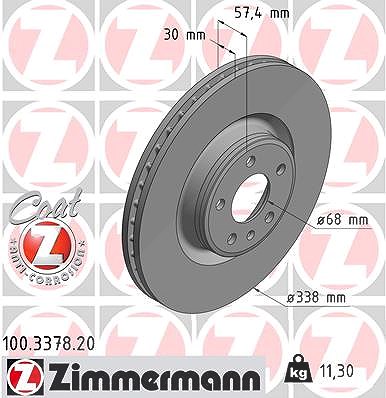 Zimmermann 1x Bremsscheibe [Hersteller-Nr. 100.3378.20] für Audi