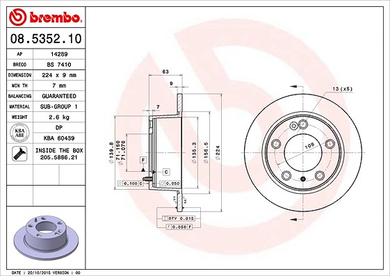 Brembo Bremsscheibe [Hersteller-Nr. 08.5352.10] für Citroën