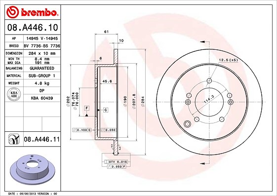 Brembo Bremsscheibe [Hersteller-Nr. 08.A446.11] für Kia, Hyundai