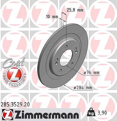 Zimmermann Bremsscheibe Hinterachse Voll [Hersteller-Nr. 285.3529.20] für Hyundai, Kia