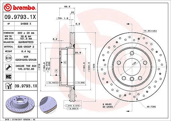 2x Bremsscheibe gelocht/innenbel. 09.9793.1X BREMBO für BMW 1 3 Touring 3 - Bild 8
