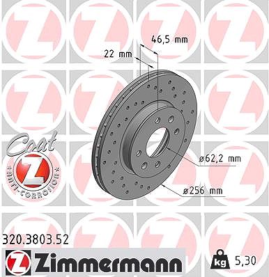 Zimmermann Bremsscheibe [Hersteller-Nr. 320.3803.52] für Hyundai, Kia