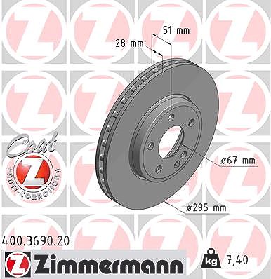 Zimmermann Bremsscheibe Vorderachse Belüftet [Hersteller-Nr. 400.3690.20] für Mercedes-Benz