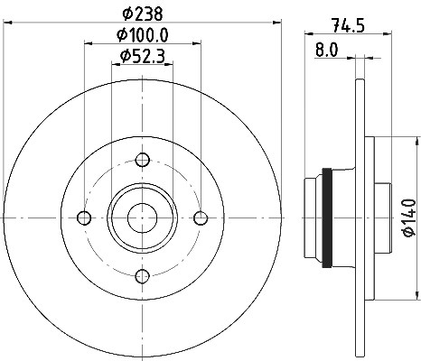 Hella Bremsscheibe [Hersteller-Nr. 8DD355123-351] für Renault
