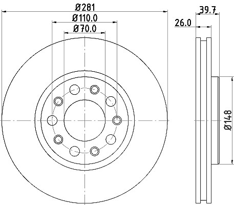 Hella Bremsscheibe [Hersteller-Nr. 8DD355117-231] für Alfa Romeo, Fiat, Jeep