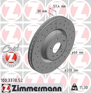 Zimmermann 1x Bremsscheibe [Hersteller-Nr. 100.3378.52] für Audi