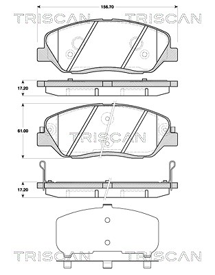 Triscan Bremsbelagsatz, Scheibenbremse [Hersteller-Nr. 811043029] für Kia, Hyundai, Ssangyong