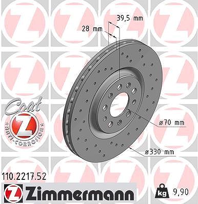 Zimmermann Bremsscheibe [Hersteller-Nr. 110.2217.52] für Alfa Romeo, Jeep