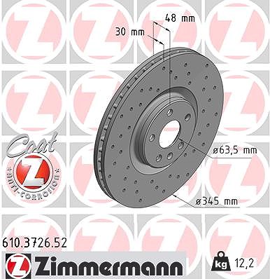 Zimmermann 1x Bremsscheibe [Hersteller-Nr. 610.3726.52] für Volvo, Polestar