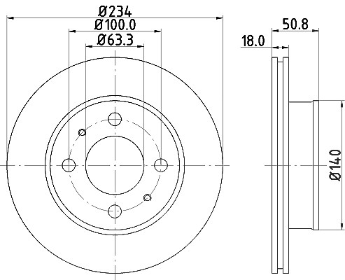 Hella Bremsscheibe Vorderachse Belüftet [Hersteller-Nr. 8DD355112-761] für Hyundai
