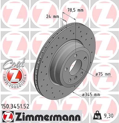 Zimmermann 1x Bremsscheibe [Hersteller-Nr. 150.3451.52] für BMW