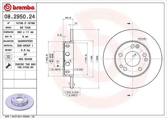 Brembo Bremsscheibe [Hersteller-Nr. 08.2950.24] für Mercedes-Benz