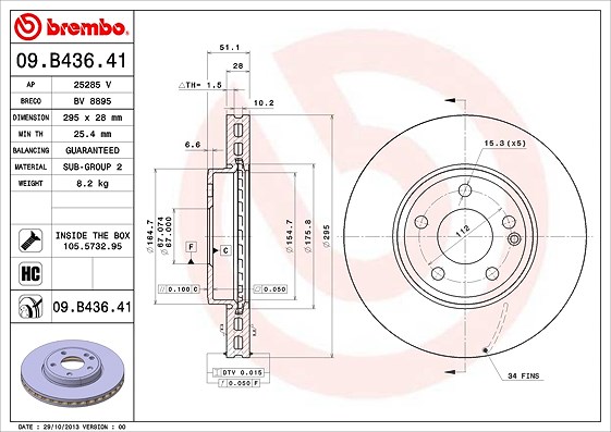Brembo Bremsscheibe [Hersteller-Nr. 09.B436.41] für Mercedes-Benz
