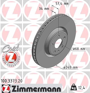Zimmermann 1x Bremsscheibe Vorderachse [Hersteller-Nr. 100.3373.20] für Audi, VW