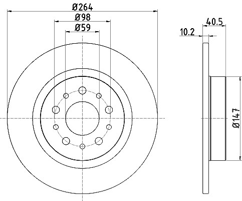 Hella Bremsscheibe Hinterachse Voll [Hersteller-Nr. 8DD355120-931] für Fiat