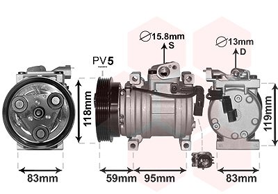 Van Wezel Kompressor, Klimaanlage [Hersteller-Nr. 8300K200] für Kia