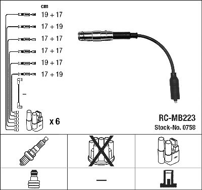 Ngk Zündleitungssatz [Hersteller-Nr. 0758] für Mercedes-Benz, Chrysler