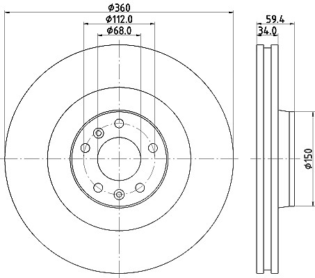 Hella 1x Bremsscheibe Vorderachse Belüftet [Hersteller-Nr. 8DD355109-851] für Audi, VW