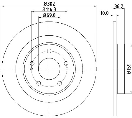 Hella Bremsscheibe Hinterachse Voll [Hersteller-Nr. 8DD355120-431] für Peugeot, Mitsubishi, Citroën