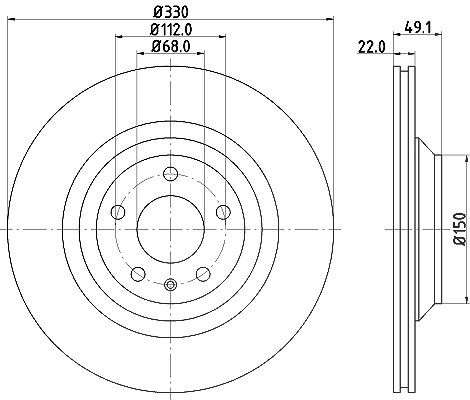 Hella Bremsscheibe Hinterachse Belüftet [Hersteller-Nr. 8DD355111-201] für Audi