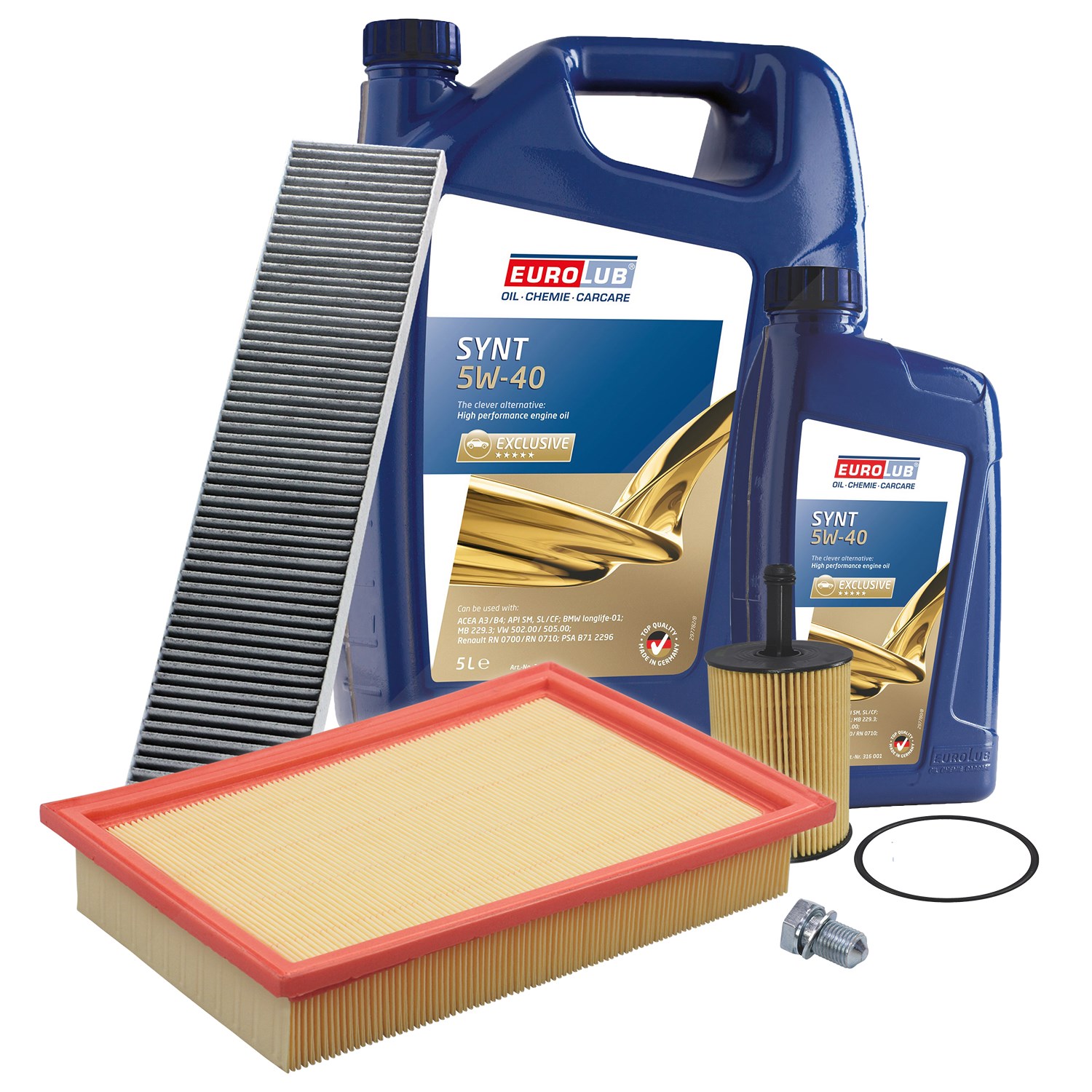 Bestprice Inspektionspaket Filtersatz SET A + 6l ÖL [Hersteller-Nr. 10493577] für Ford, Seat, VW