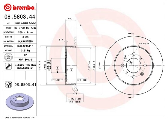 Brembo Bremsscheibe [Hersteller-Nr. 08.5803.41] für Mg, Honda