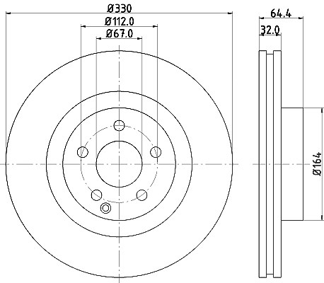 Hella 1x Bremsscheibe [Hersteller-Nr. 8DD355109-431] für Mercedes-Benz