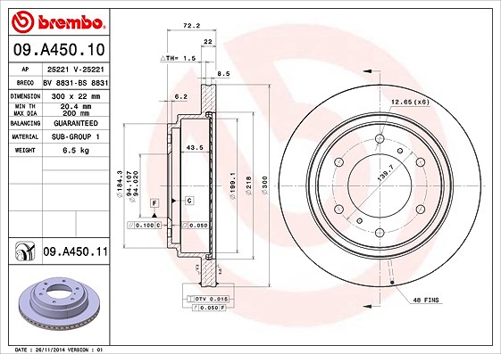 Brembo Bremsscheibe [Hersteller-Nr. 09.A450.11] für Mitsubishi