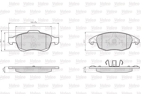 Valeo Bremsbelagsatz, Scheibenbremse [Hersteller-Nr. 872538] für Peugeot, Citroën